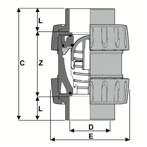 3V230 - True union spring check valve