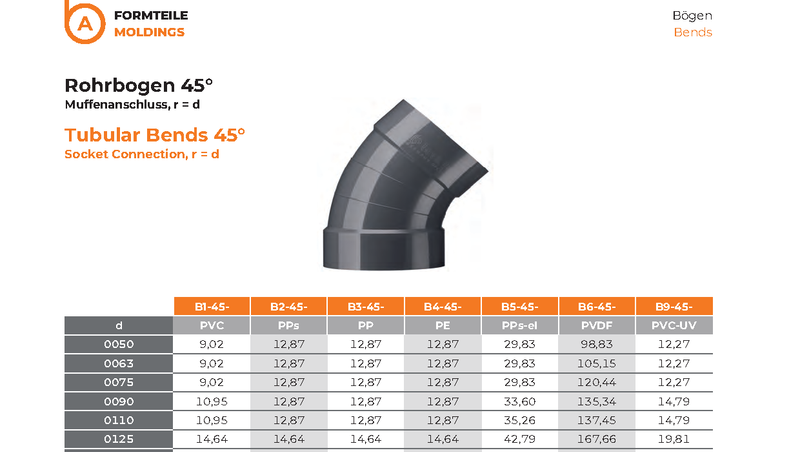 Tubular Bends 45°