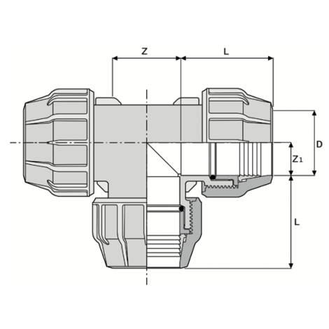 514 - Tee - PP Compression fittings