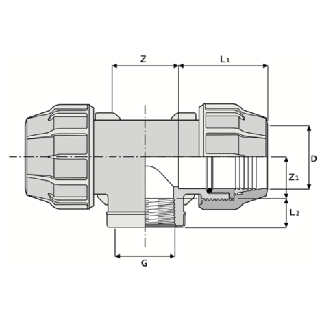 515 - Tee female threaded - PP Compression fittings