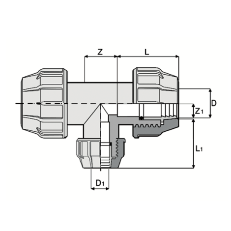 523 - Reduced Tee - PP Compression fittings