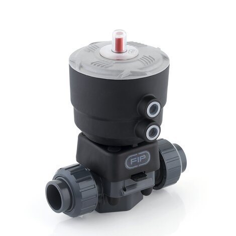 DKDV/CP NO - Pneumatically actuated 2-way diaphragm valve PN 10 - PVC-U Pneumatically actuated valves