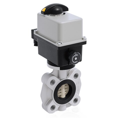 FKOM/CE 90-240V AC LUG ISO-DIN - Electrically actuated butterfly valve - PP-H Electrically actuated valves