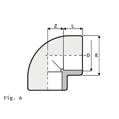 GO1 — 90° elbow with solvent weld sockets