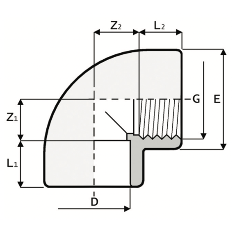 GO3 - 90° elbow - PVC-U Pressure Fittings
