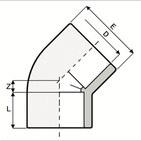 GY1 - 45° elbow - PVC-U Pressure Fittings