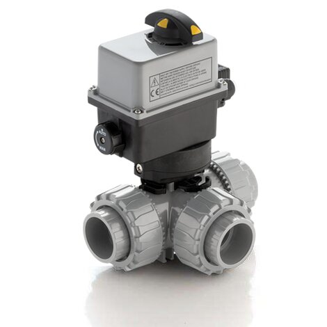 TKDAC/CE 24 V AC/DC - Electrically actuated DUAL BLOCK® 3-way ball valve - PVC-C Electrically actuated valves