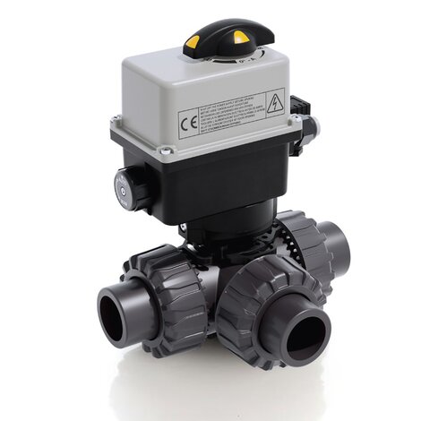 LKDAV/CE 90-240 V AC - Electrically actuated DUAL BLOCK® 3-way ball valve - PVC-U Electrically actuated valves