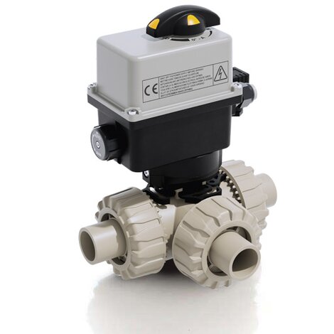 LKDDM/CE 90-240 V AC - Electrically actuated DUAL BLOCK® 3-way ball valve - PP-H Electrically actuated valves