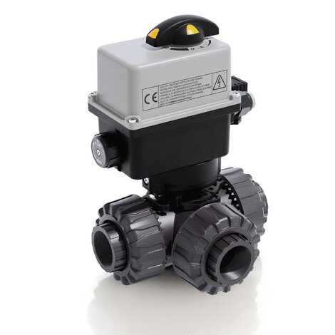 LKDFV/CE 90-240 V AC - Electrically actuated DUAL BLOCK® 3-way ball valve - PVC-U Electrically actuated valves