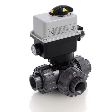 LKDGV/CE 24 V AC/DC - Electrically actuated DUAL BLOCK® 3-way ball valve - PVC-U Electrically actuated valves