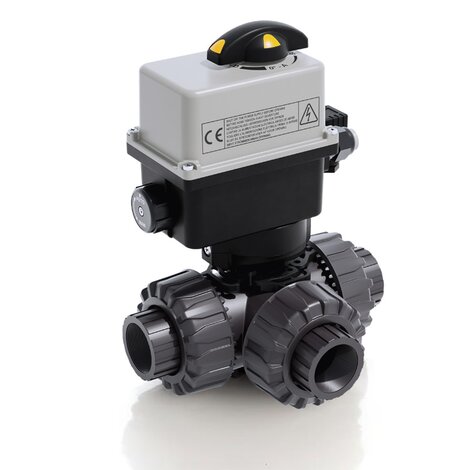 LKDGV/CE 90-240 V AC - Electrically actuated DUAL BLOCK® 3-way ball valve - PVC-U Electrically actuated valves
