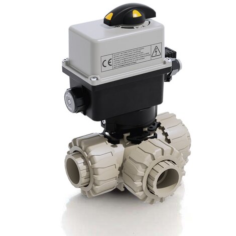 LKDIM/CE 24 V AC/DC - Electrically actuated DUAL BLOCK® 3-way ball valve - PP-H Electrically actuated valves