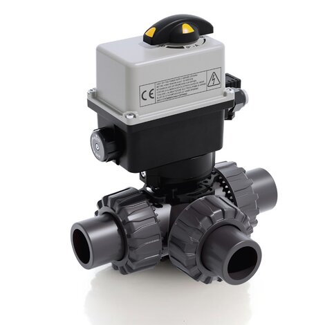 LKDJV/CE 24 V AC/DC - Electrically actuated DUAL BLOCK® 3-way ball valve - PVC-U Electrically actuated valves