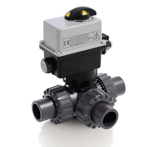LKDJV/CE 90-240 V AC - Electrically actuated DUAL BLOCK® 3-way ball valve - PVC-U Electrically actuated valves
