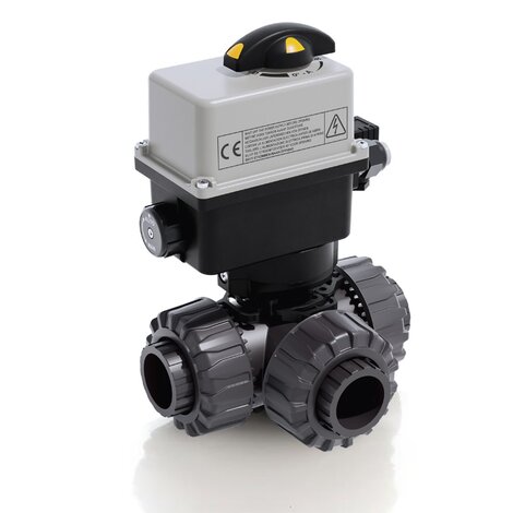 LKDLV/CE 90-240 V AC - Electrically actuated DUAL BLOCK® 3-way ball valve - PVC-U Electrically actuated valves