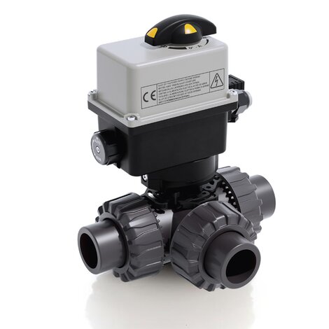 TKDAV/CE 24 V AC/DC - Electrically actuated DUAL BLOCK® 3-way ball valve - PVC-U Electrically actuated valves
