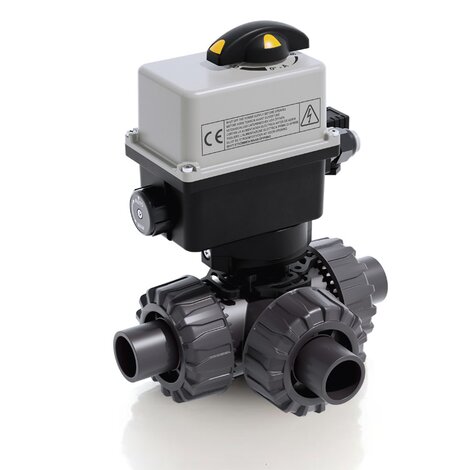TKDDV/CE 24 V AC/DC - Electrically actuated DUAL BLOCK® 3-way ball valve - PVC-U Electrically actuated valves