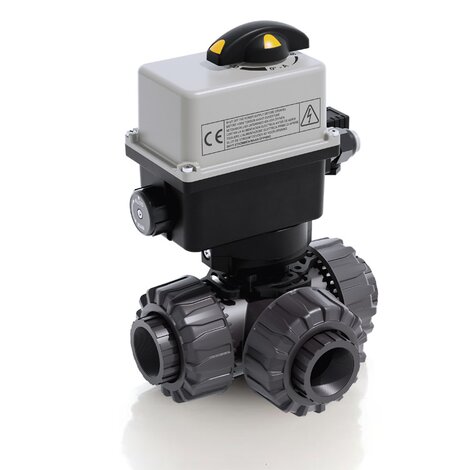 TKDFV/CE 24 V AC/DC - Electrically actuated DUAL BLOCK® 3-way ball valve - PVC-U Electrically actuated valves