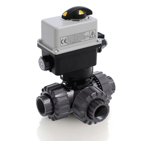 TKDGV/CE 24 V AC/DC - Electrically actuated DUAL BLOCK® 3-way ball valve - PVC-U Electrically actuated valves