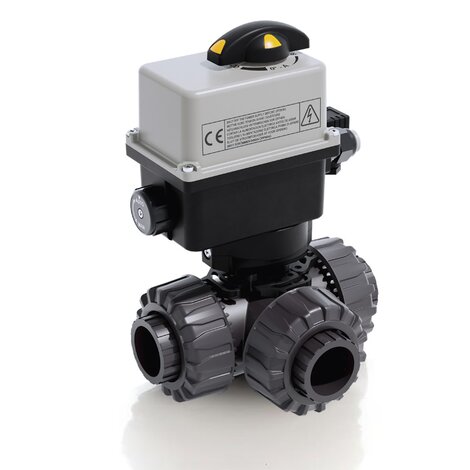 TKDIV/CE 24 V AC/DC - Electrically actuated DUAL BLOCK® 3-way ball valve - PVC-U Electrically actuated valves