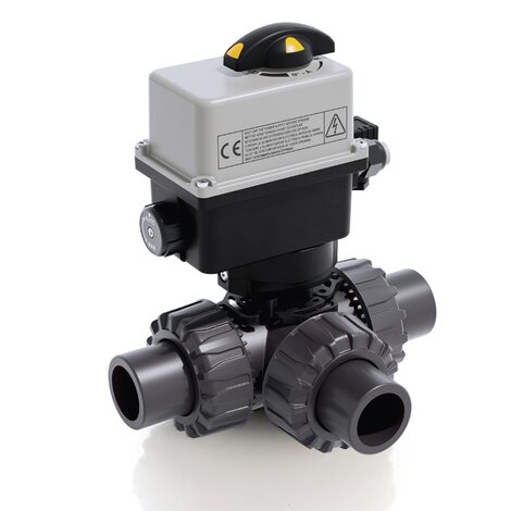 TKDJV/CE 24 V AC/DC - Electrically actuated DUAL BLOCK® 3-way ball valve - PVC-U Electrically actuated valves