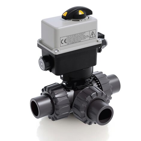 TKDJV/CE 90-240 V AC - Electrically actuated DUAL BLOCK® 3-way ball valve - PVC-U Electrically actuated valves