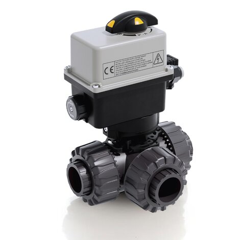 TKDLV/CE 24 V AC/DC - Electrically actuated DUAL BLOCK® 3-way ball valve - PVC-U Electrically actuated valves