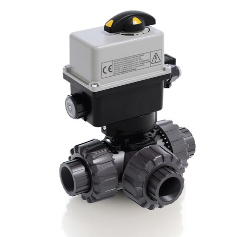 TKDNV/CE 24 V AC/DC - Electrically actuated DUAL BLOCK® 3-way ball valve - PVC-U Electrically actuated valves