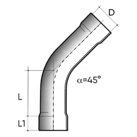 Thermoformed bend R=1.5D 45° F/F PN10 - PVC-U Pressure Fittings