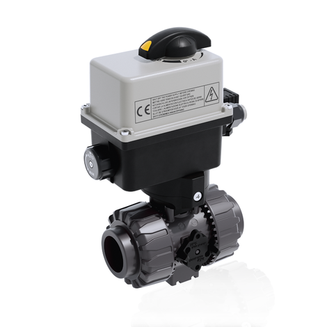 VKDAV/CE 90-240 V AC - Electrically actuated DUAL BLOCK® 2-way ball valve - PVC-U Electrically actuated valves