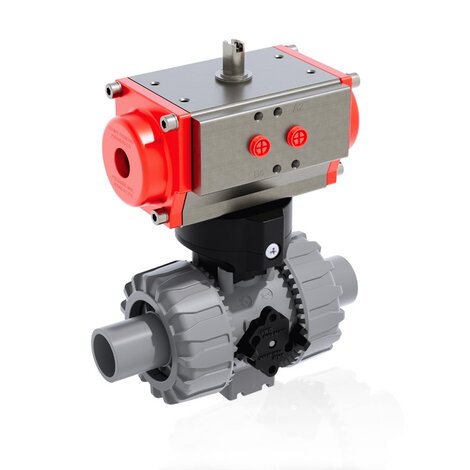 VKDDC/CP NC - Pneumatically actuated DUAL BLOCK® 2-way ball valve - PVC-C Pneumatically actuated valves