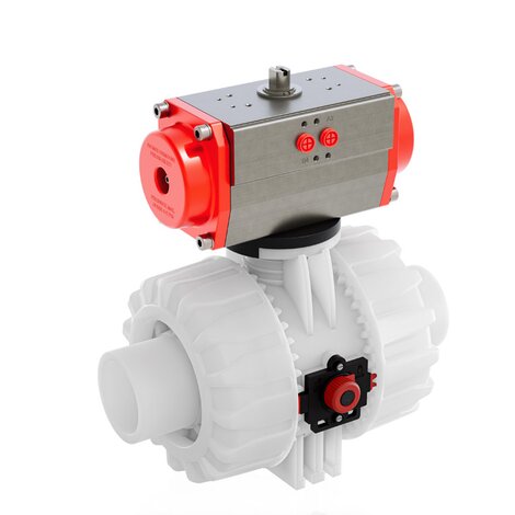 VKDDF/CP NO - Pneumatically actuated DUAL BLOCK® 2-way ball valve - PVDF Pneumatically actuated valves