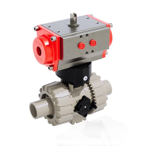 VKDDM/CP NC - Pneumatically actuated DUAL BLOCK® 2-way ball valve - PP-H Pneumatically actuated valves