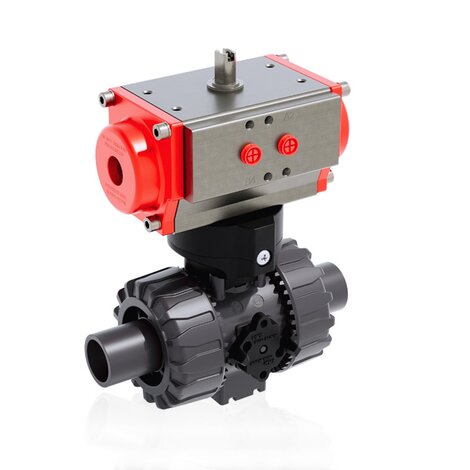 VKDDV/CP NC - Pneumatically actuated DUAL BLOCK® 2-way ball valve - PVC-U Pneumatically actuated valves