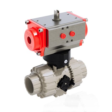 VKDFM/CP NC - Pneumatically actuated DUAL BLOCK® 2-way ball valve - PP-H Pneumatically actuated valves