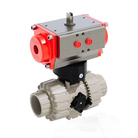 VKDFM/CP NO - Pneumatically actuated DUAL BLOCK® 2-way ball valve - PP-H Pneumatically actuated valves