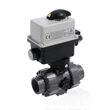 VKDFV/CE 24 V AC/DC - Electrically actuated DUAL BLOCK® 2-way ball valve - PVC-U Electrically actuated valves