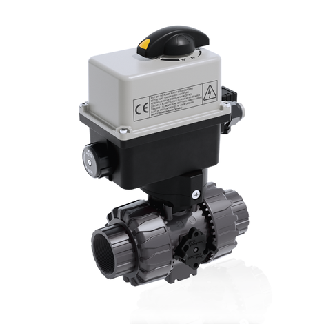 VKDFV/CE 90-240 V AC - Electrically actuated DUAL BLOCK® 2-way ball valve - PVC-U Electrically actuated valves
