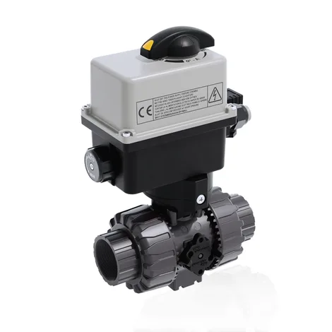 VKDFV/CE 90-240 V AC — DUAL BLOCK ball valve, female gas cylinder thread, multi-volt electric actuator
