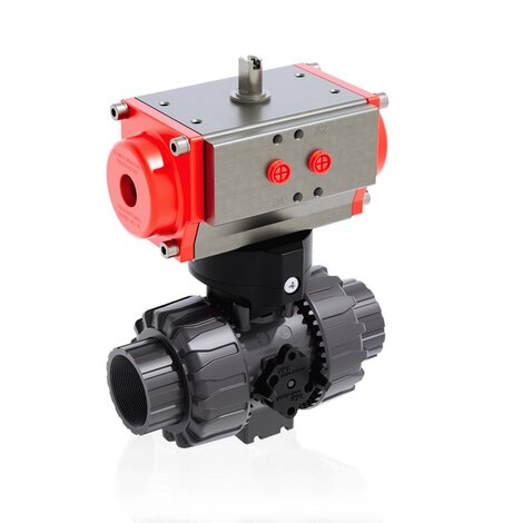 VKDFV/CP DA - Pneumatically actuated DUAL BLOCK® 2-way ball valve - PVC-U Pneumatically actuated valves