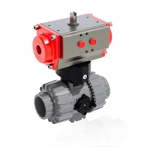 VKDIC/CP NC - Pneumatically actuated DUAL BLOCK® 2-way ball valve - PVC-C Pneumatically actuated valves