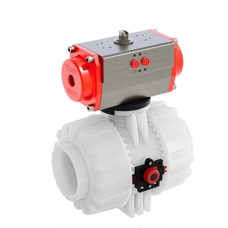 VKDIF/CP NC - Pneumatically actuated DUAL BLOCK® 2-way ball valve - PVDF Pneumatically actuated valves