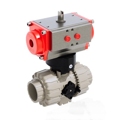 VKDIM/CP DA - Pneumatically actuated DUAL BLOCK® 2-way ball valve - PP-H Pneumatically actuated valves