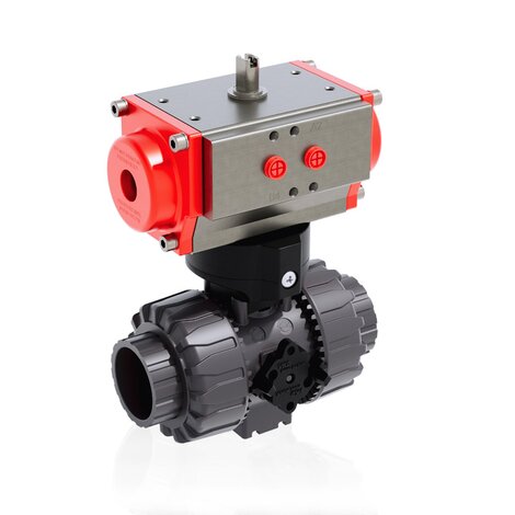 VKDIV/CP NO - Pneumatically actuated DUAL BLOCK® 2-way ball valve - PVC-U Pneumatically actuated valves
