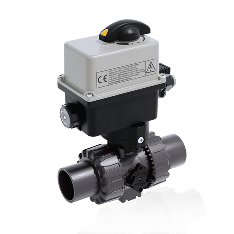 VKDJV/CE 24 V AC/DC - Electrically actuated DUAL BLOCK® 2-way ball valve - PVC-U Electrically actuated valves