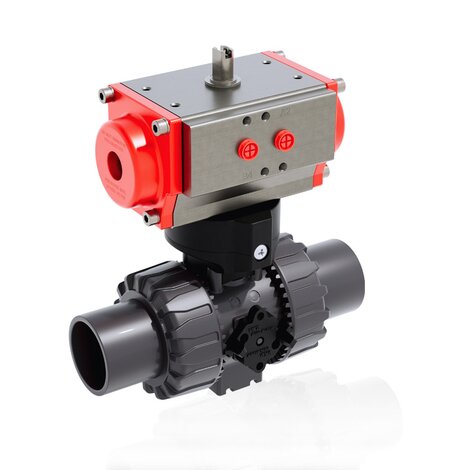 VKDJV/CP DA - Pneumatically actuated DUAL BLOCK® 2-way ball valve - PVC-U Pneumatically actuated valves