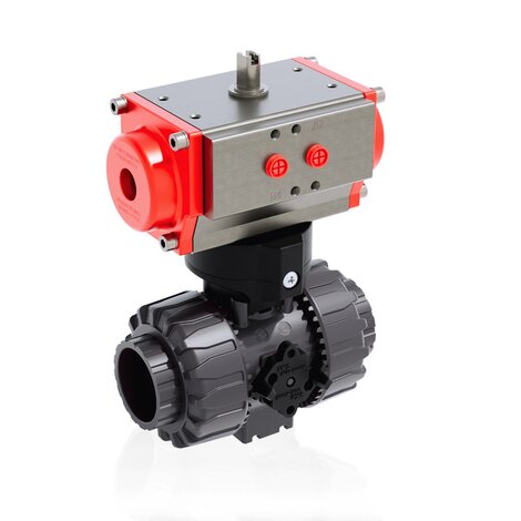 VKDLV/CP DA - Pneumatically actuated DUAL BLOCK® 2-way ball valve - PVC-U Pneumatically actuated valves