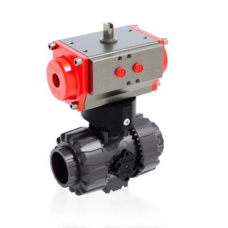 VKDLV/CP NO - Pneumatically actuated DUAL BLOCK® 2-way ball valve - PVC-U Pneumatically actuated valves