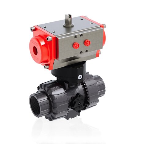 VKDNV/CP DA - Pneumatically actuated DUAL BLOCK® 2-way ball valve - PVC-U Pneumatically actuated valves